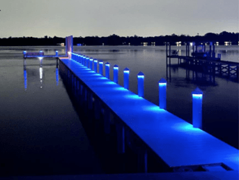 image of blue dock lights